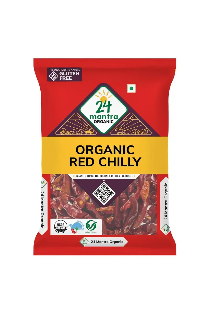 24 Mantra Organic Red Chilly / Long Red Chilli/ Neetu Milagai -100g