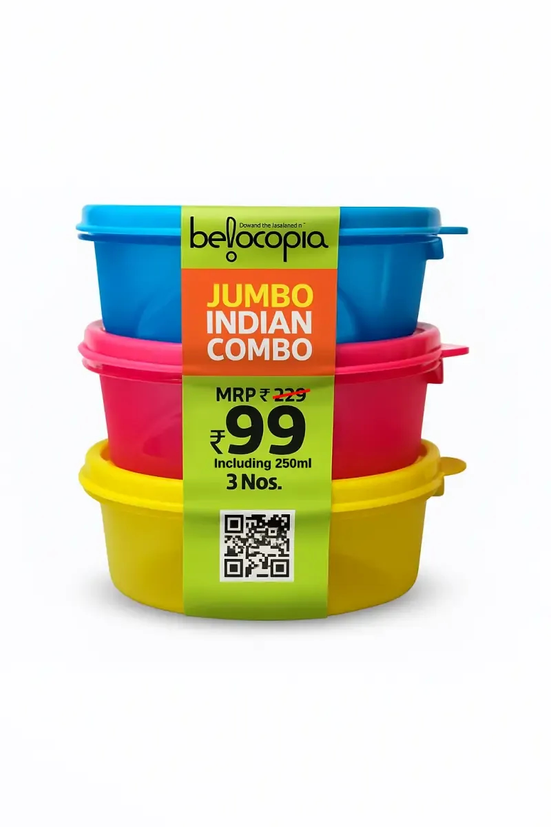 Belocopia Plastic Jumbo Indian Container Set - 250ml*3 (Each)