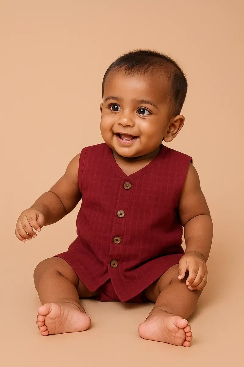 Muslin Jhabla for Babies -  Maroon