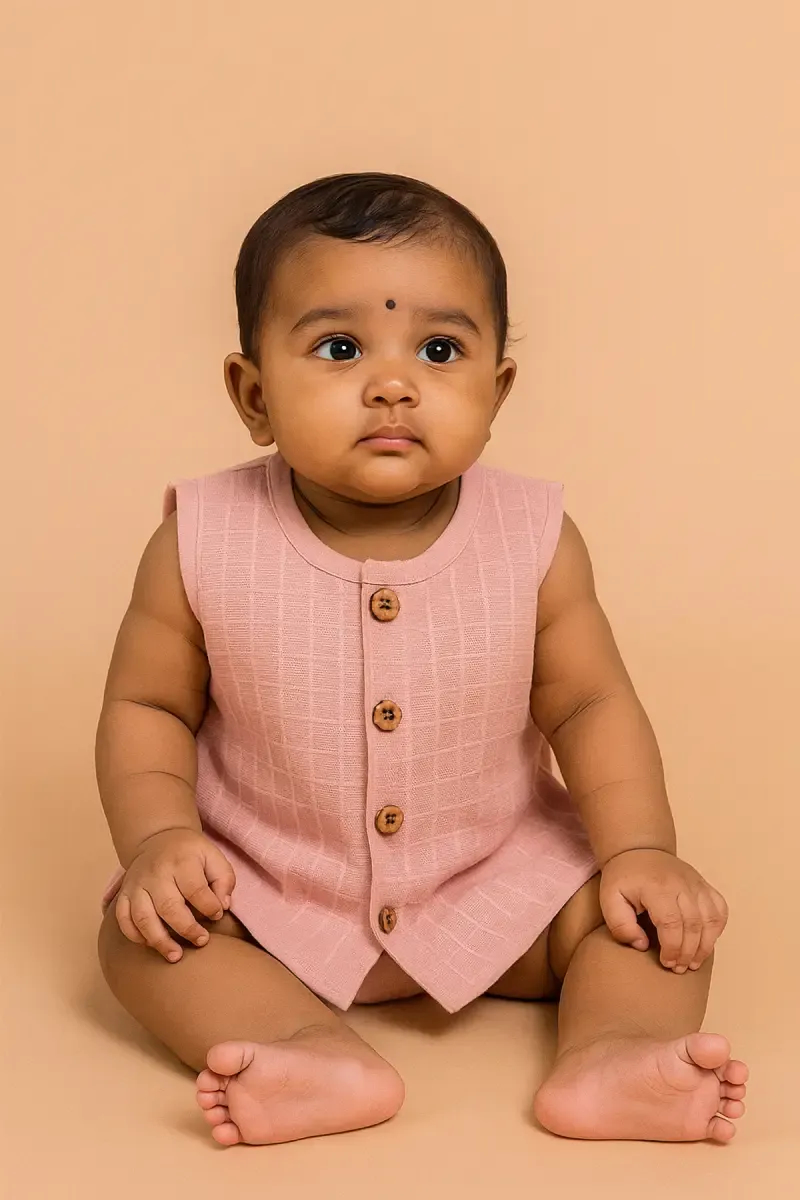 Muslin Jhabla for Babies - Peach
