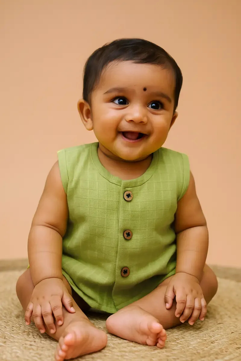 Muslin Jhabla for Babies -  Light Green