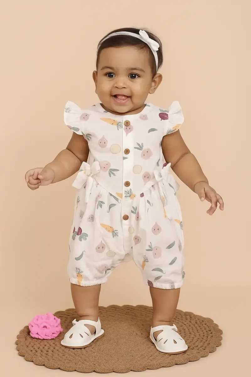 Muslin Rompers for Babies - White