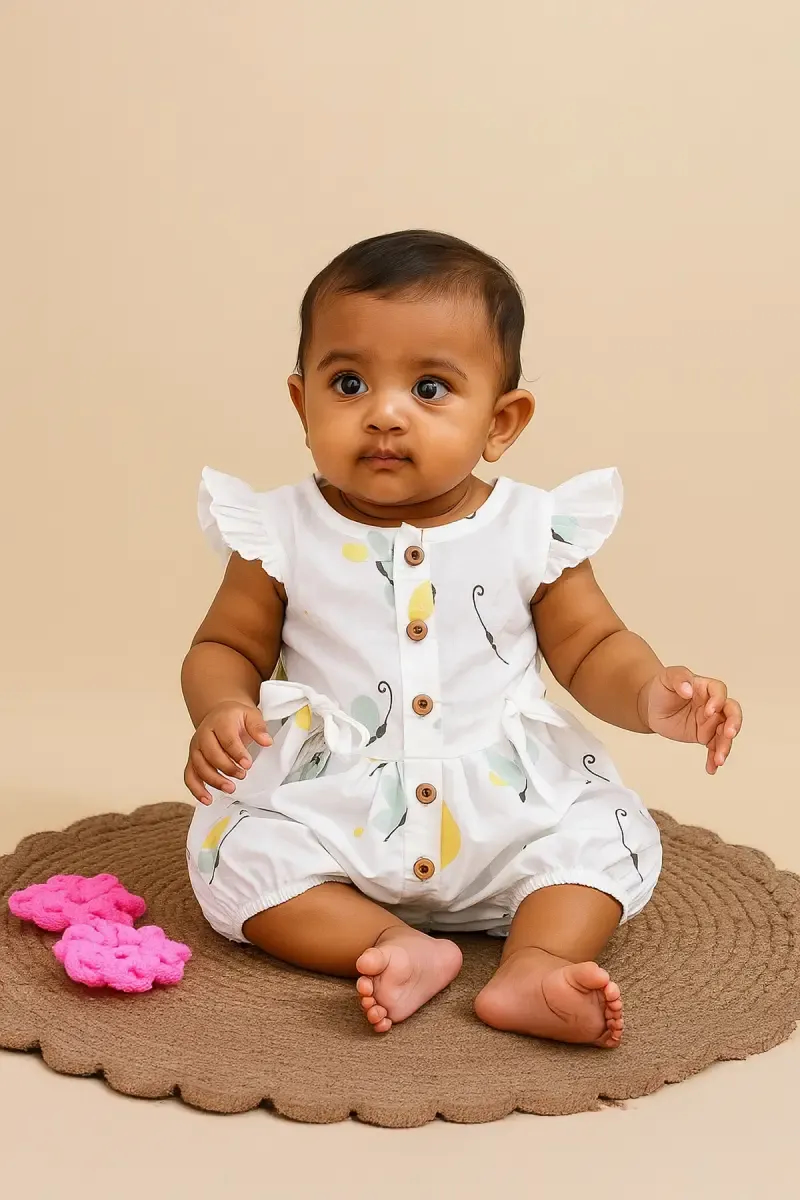 Muslin Rompers for Babies - White