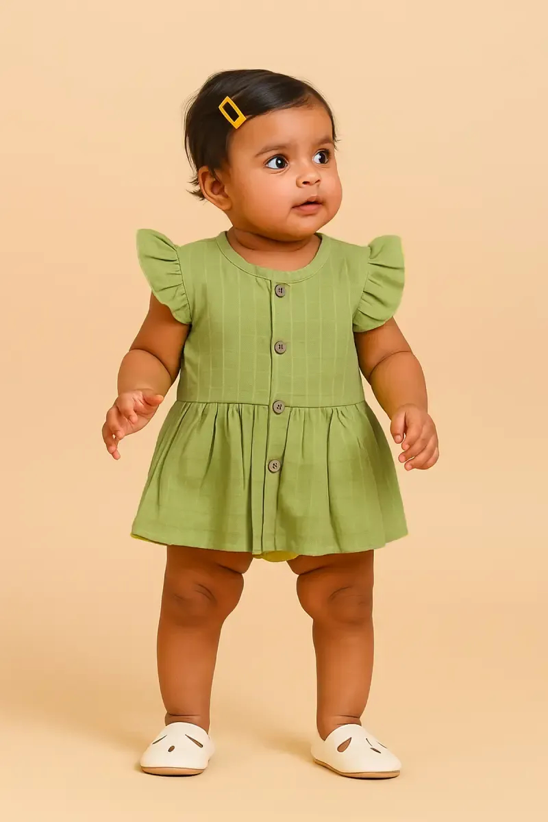 Muslin Frock for Baby Girl - Pista Green