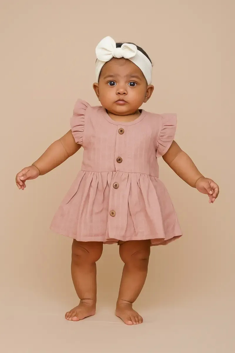 Muslin Frock for Baby Girl - Peach