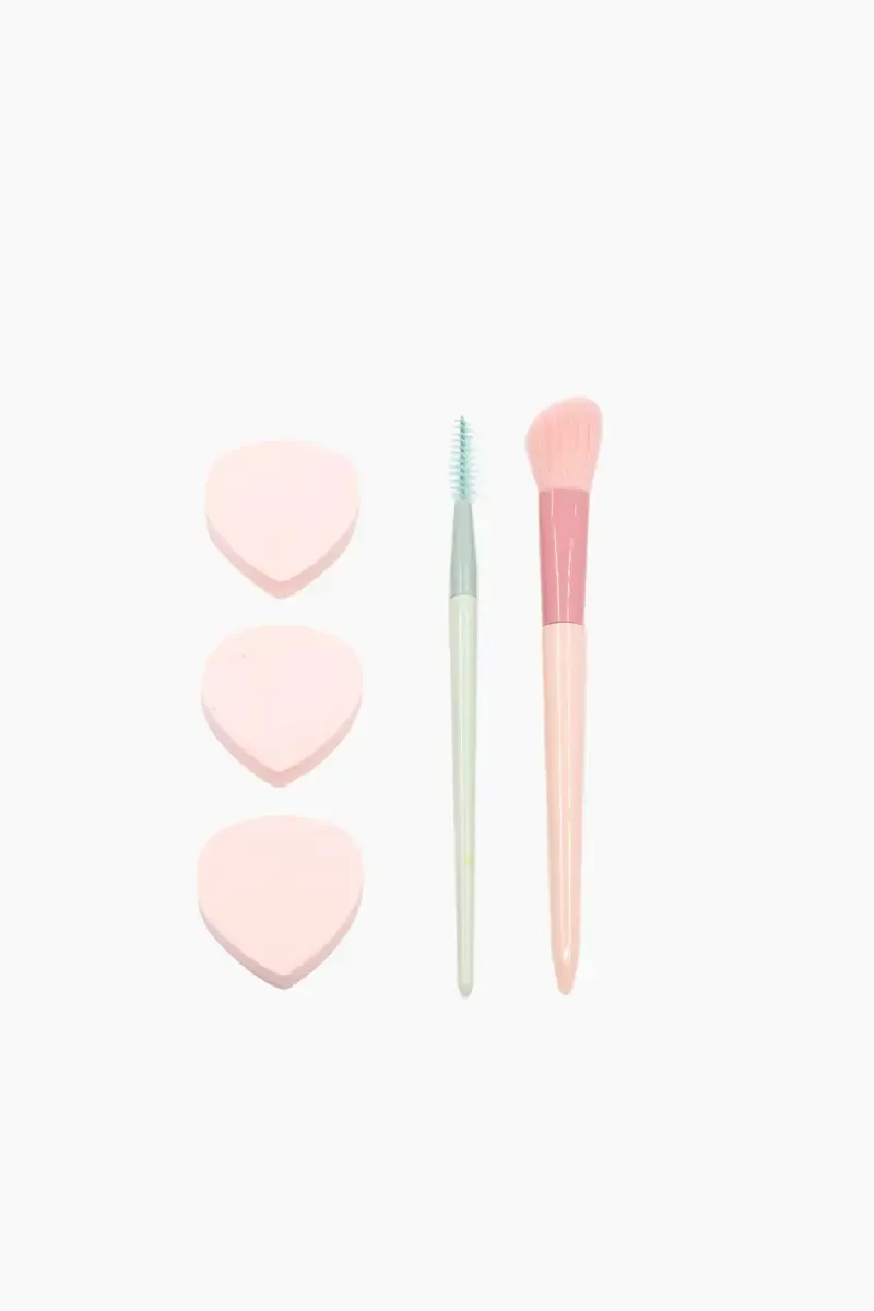 Applicator Brush and Powder Puff Set, 5 Pcs  - Pack of 1