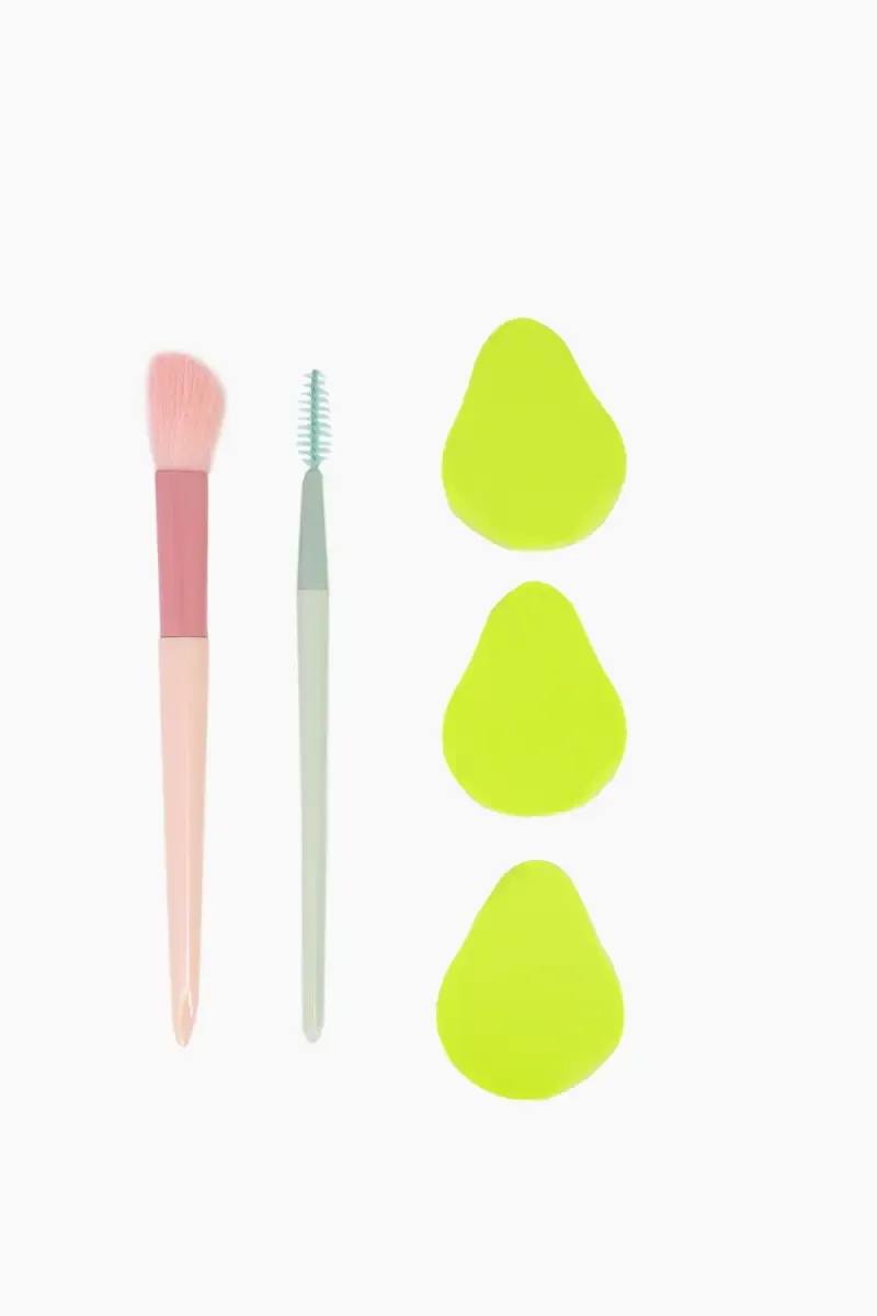 Applicator Brush and Powder Puff Set, 5 Pcs - Pack of 1