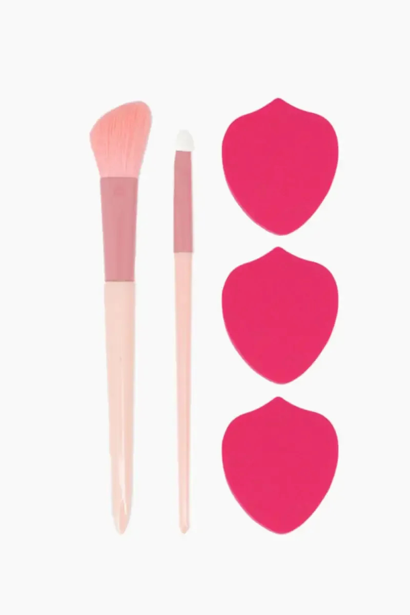 Applicator Brush and Powder Puff Set, 5 Pcs - Pack of 1