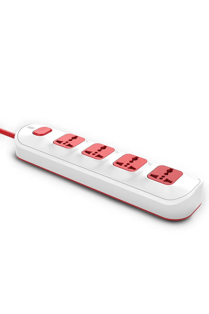 GM 4 SQ 4+1 2400 W Extension Cord with Surge Protector, Master Switch (White)