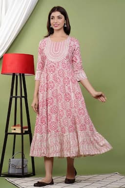 Cotton Rayon Embroidered Anarkali for Women 000102XLLIGPIN
