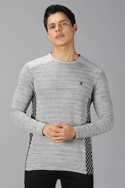 Cotton Self Design Casual T-shirt for Men 000362XXLGRE