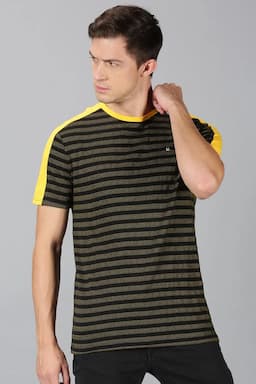 Cotton Striped T-shirt for Men 000370XXLBLA