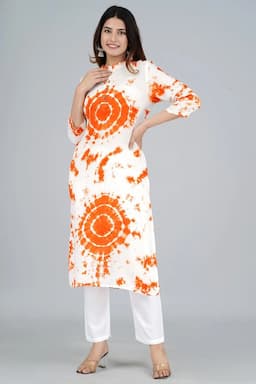 Rayon Tie & Dye Print Kurti for Women 000425L40ORA