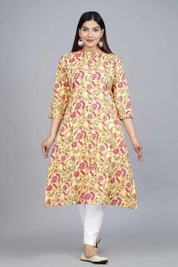 Cotton Printed A-Line Kurti for Women 000435L40MUL