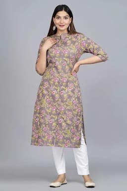 Cotton Floral Printed Kurti for Women 000637XL4MUL