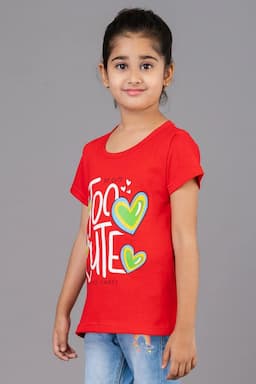 Girl's Cotton Printed Top (3 - 9 Yrs) 00065734YRSRED