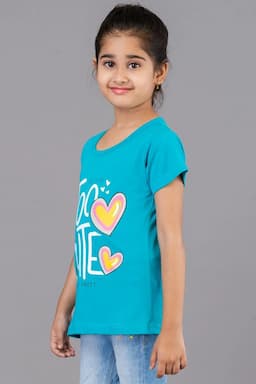 Girl's Cotton Printed Top (3 - 9 Yrs) 00065778YRSSEAGRE