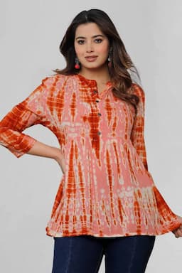 Rayon Tie & Dye Print Top for Women 000692ORAXXL