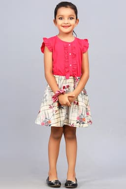 Girl's Cotton Rayon Printed Dress (3 - 5 Yrs) 000733LEM45YEA