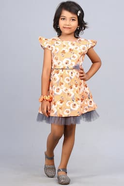 Girl's Cotton Rayon Printed Dress (3 - 5 Yrs) 000737ORA45YEA