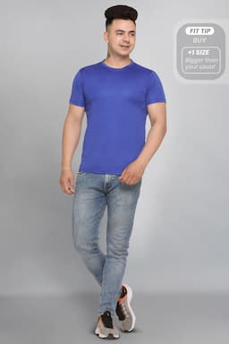 Men's Polyester Blend Sports T-shirt 001349SROYBLU