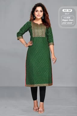 Cotton Blend Printed Kurti for Women 001484M38DARGRE