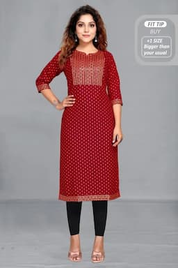 Cotton Blend Printed Kurti for Women 001484M38MAR