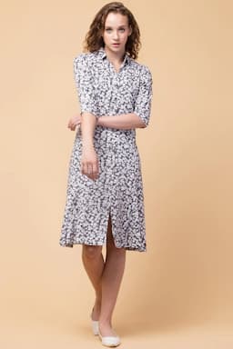Rayon Floral Shirt Dress for Women 001746GREXS3