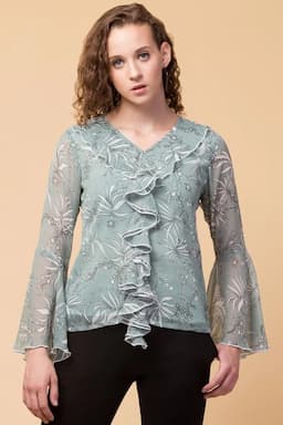 Chiffon Botanical Printed Top for Women 001749XXLOLI