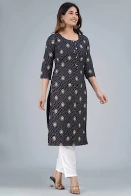  Cotton Printed Kurti for Women 001992XXLNAVBLU