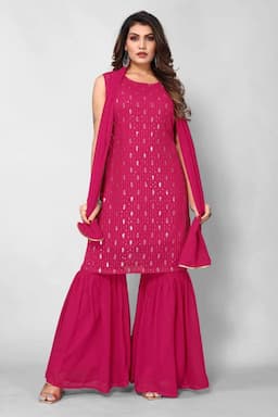 Georgette Sequined Sharara Set for Women 002029XXLPIN