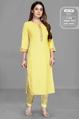 Cotton Printed Kurti with Pant Set for Women 002079MYEL