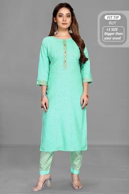 Cotton Printed Kurti with Pant Set for Women 002079SSEAGRE