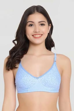 Cotton Printed Non Padded Bra for Women 002100SKYBLU30B