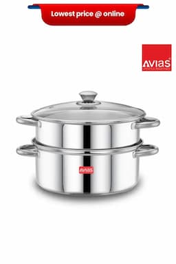 Avias Stainless Steel Bottom Spectra Steamer with Glass Lid  - 3 Liter 002458SIL3LTR