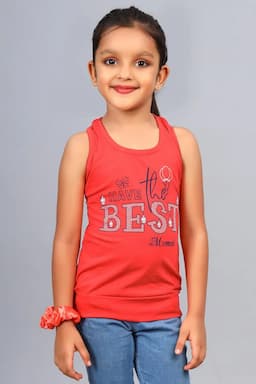 Cotton Blend Printed T-shirt for Girl (3 - 12 Yrs) 0024981112YRSRED