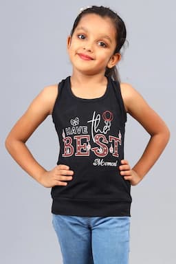 Cotton Blend Printed T-shirt for Girl (3 - 12 Yrs) 00249856YRSBLA