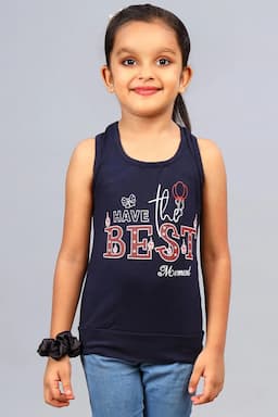 Cotton Blend Printed T-shirt for Girl (3 - 12 Yrs) 00249889YRSNAVBLU