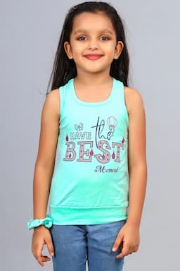 Cotton Blend Printed T-shirt for Girl (3 - 12 Yrs) 00249889YRSSEAGRE