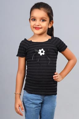 Girl's Cotton Blend Solid Top (3 - 12 Yrs) 00250878YRSBLA