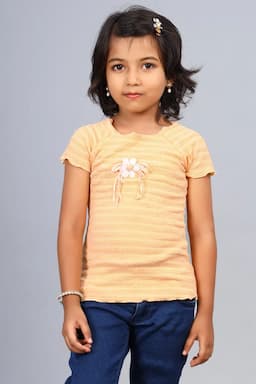 Girl's Cotton Blend Solid Top (3 - 12 Yrs) 00250878YRSPEA