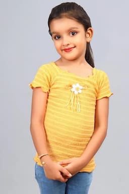 Girl's Cotton Blend Solid Top (3 - 12 Yrs) 00250889YRSORA