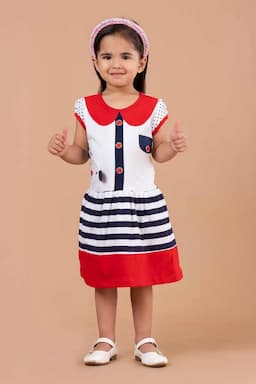 Girl's Pure Cotton Printed Dress (3 - 10 Yrs) 002851RED45YEA