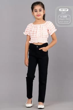 Girl's Cotton Lycra Blend Solid Jeans (5 - 15 Yrs) 0029551213YRSBLA