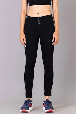Cotton Lycra Solid Skinny Fit Jeans for Women 00295936BLA