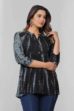 Rayon Tie & Dye Print Top for Women 003465GREXL4