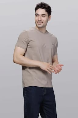 Cotton Blend V-Neck T-shirt for Men 003607LBEI