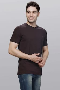 Cotton Blend V-Neck T-shirt for Men 003607LCOF
