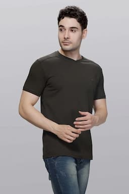 Cotton Blend V-Neck T-shirt for Men 003607LOLI