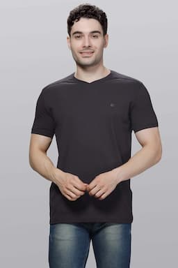Cotton Blend V-Neck T-shirt for Men 003607MGRE